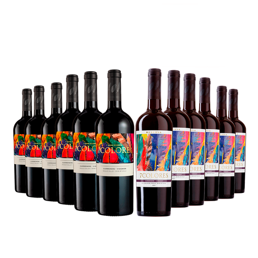 Pack 12 7Colores 6 vinos Gran Reserva Carmenere + 6 vinos 7Colores Reserva Carmenere